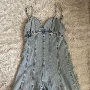 Denim Spaghetti Strap Romper